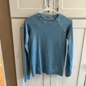 Body tight blue athletic top.